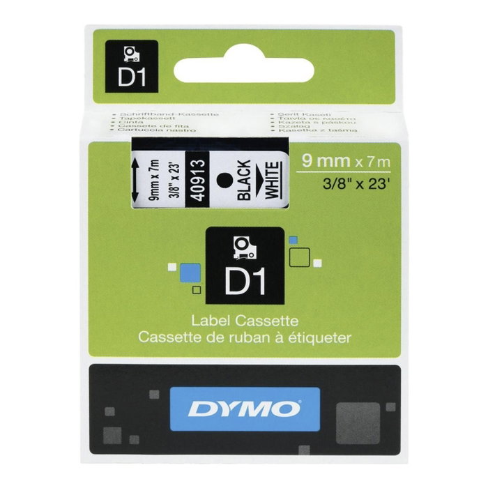 Dymo Cinta D1 Negro sobre Blanco 9mm x 7m